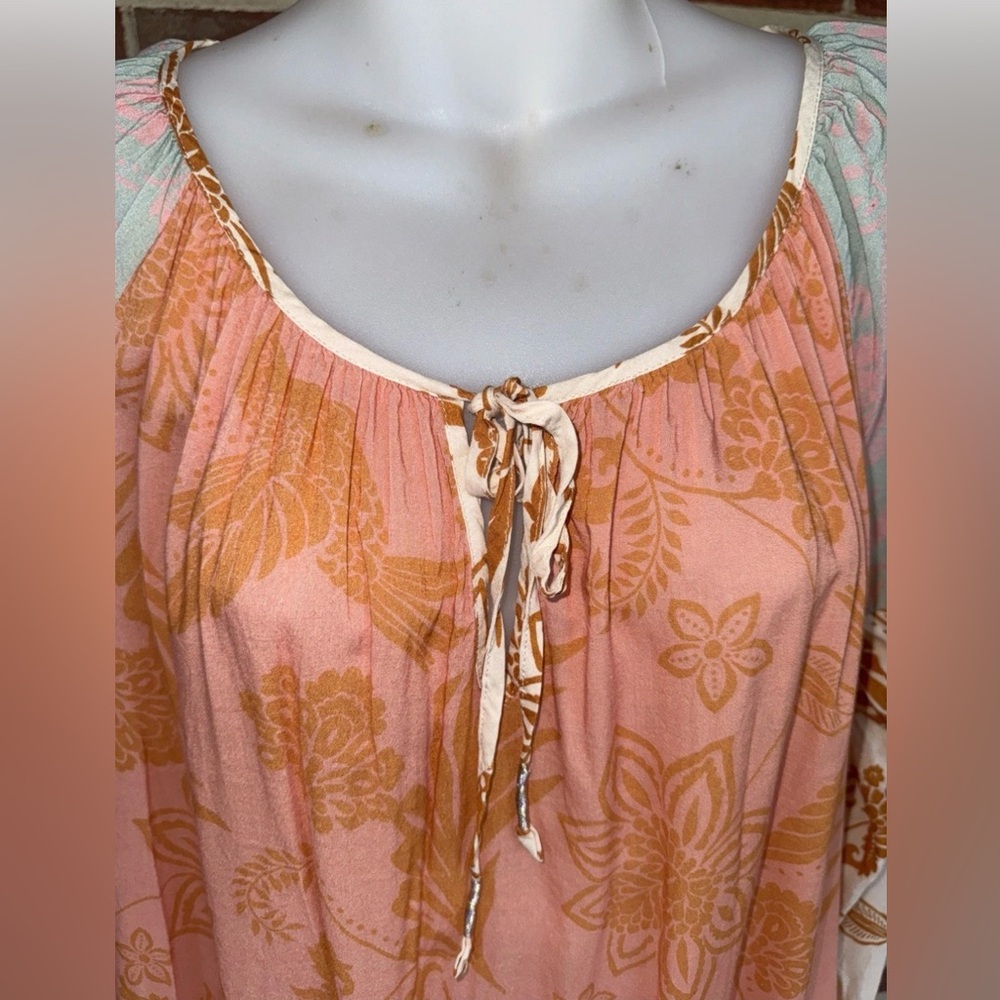JOHNNY WAS Top Sz S Peasant Blouse Waimea Mixed Floral Hummingbird Boho Chic - Picture 4 of 13